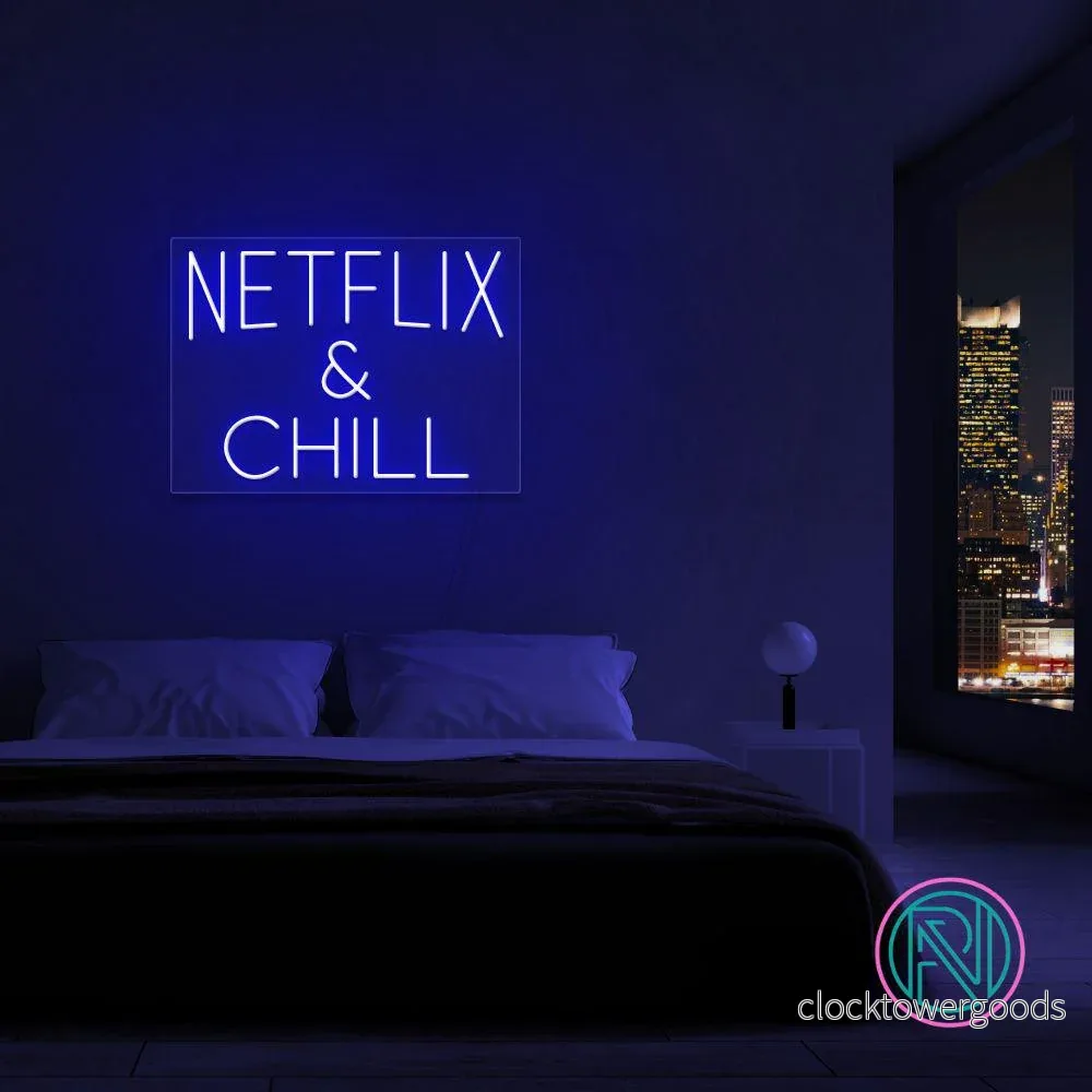 ”NETFLIX & CHILL” Led neonskylt. 46×63 cm. ”NETFLIX & CHILL” Led neonskylt. 46×63 cm.