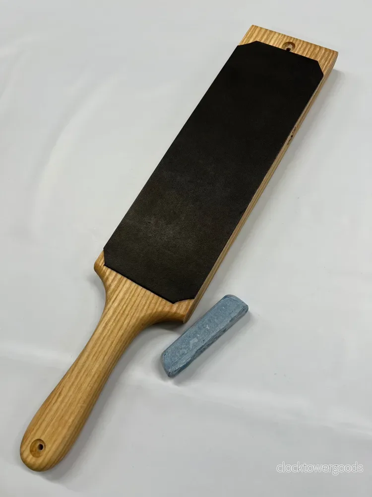 Dubbelsidig läderstrigel 230 × 80 mm på askträ, inkl. slippasta LS1P1 - Bild 2
