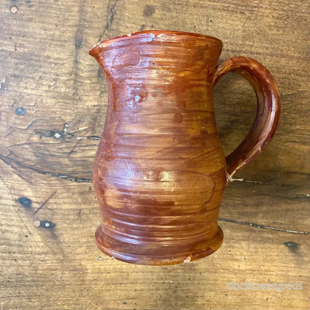 Vintage French Glazed Terracotta Pitcher – 17 cm - Bild 2