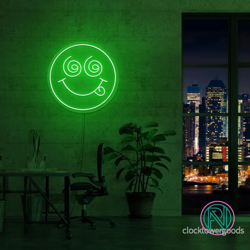 "smily emoji face" Led neonskylt. - Bild 3