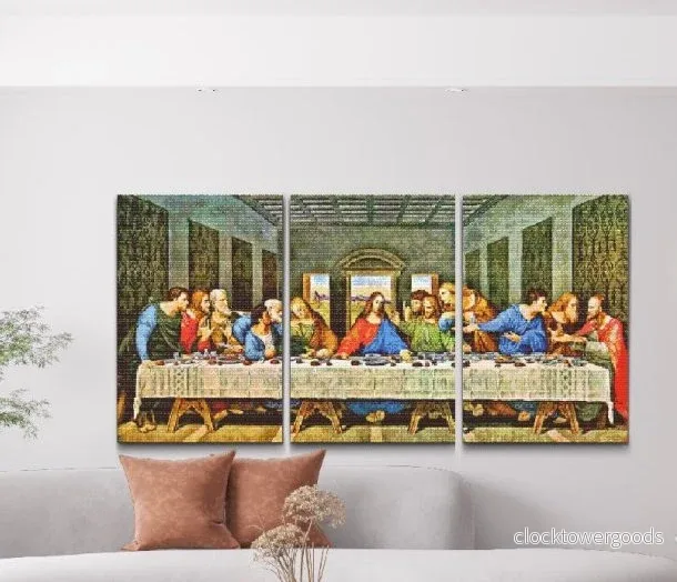 SISTA MÅLTIDEN av Leonardo da Vinci- 3 delar diamantmålning SISTA MÅLTIDEN av Leonardo da Vinci- 3 delar diamantmålning