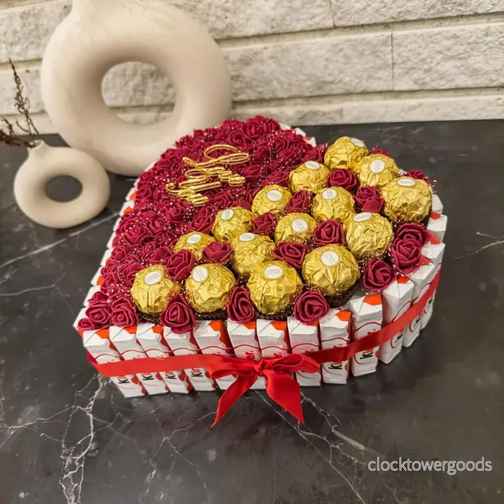 Chokladhjärta med Ferrero Rocher & Evighetsrosor - Bild 3