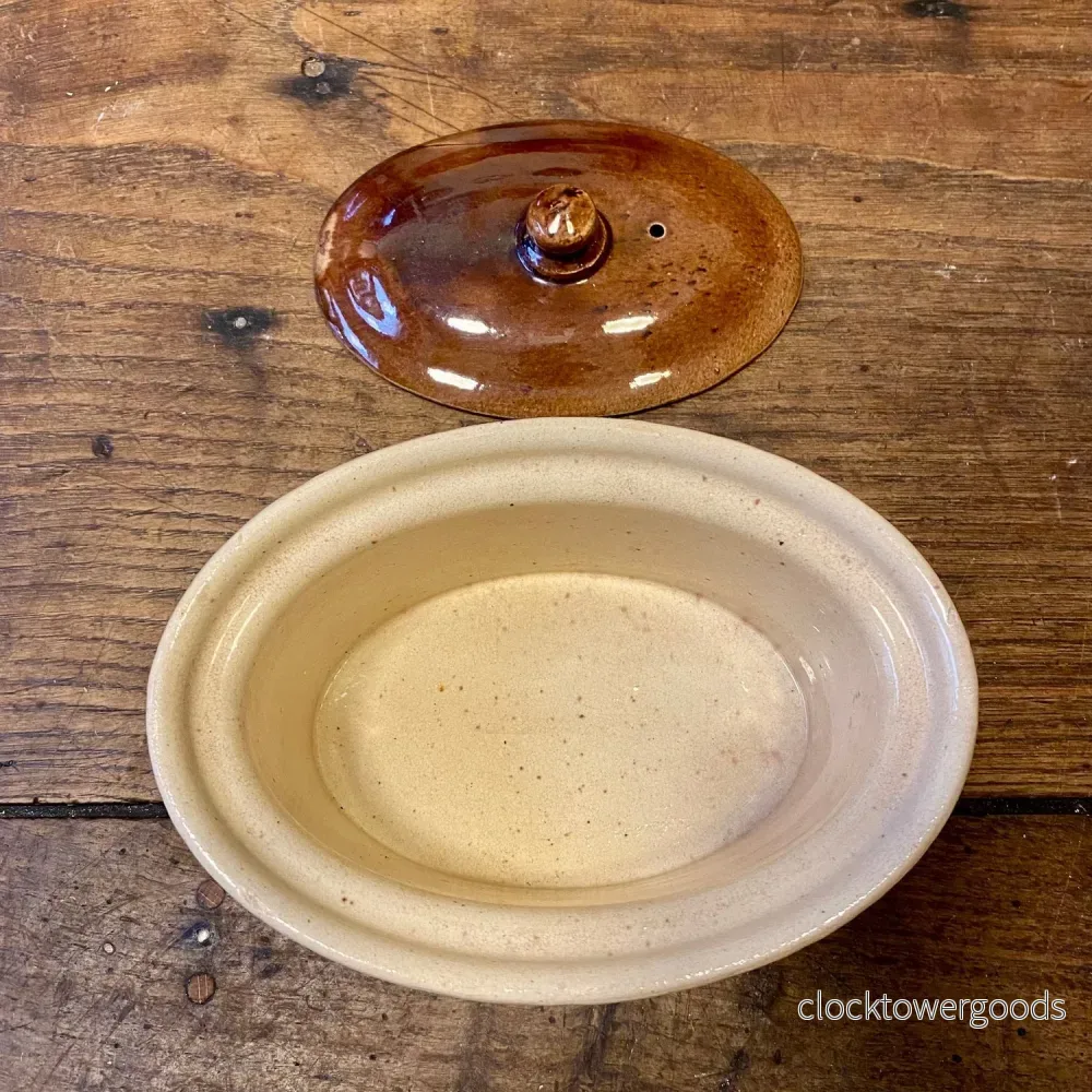Vintage French Stoneware Terrine – Cream & Brown - Bild 2