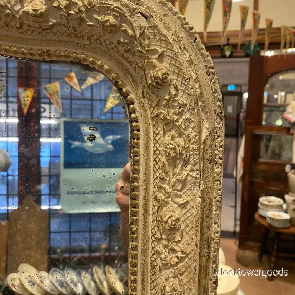 French Antique Mirror – Louis-Philippe Style with Soft Grey Patina - Bild 3