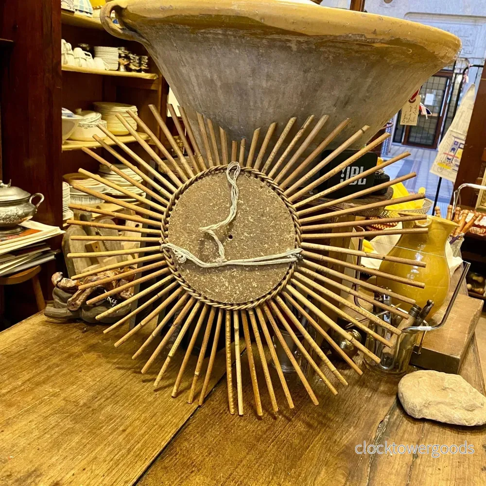 Vintage Rattan Sunburst Mirror - Bild 2
