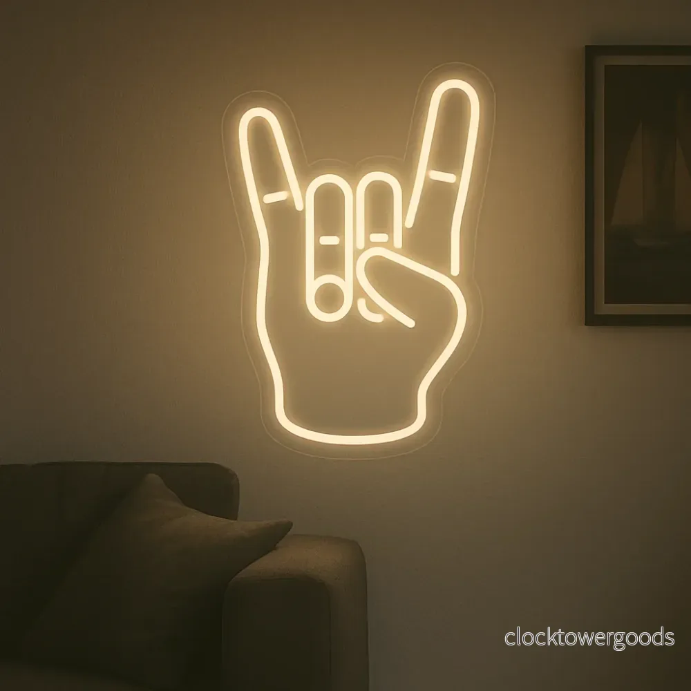"Rock Hand" Led Neonskylt. - Bild 3