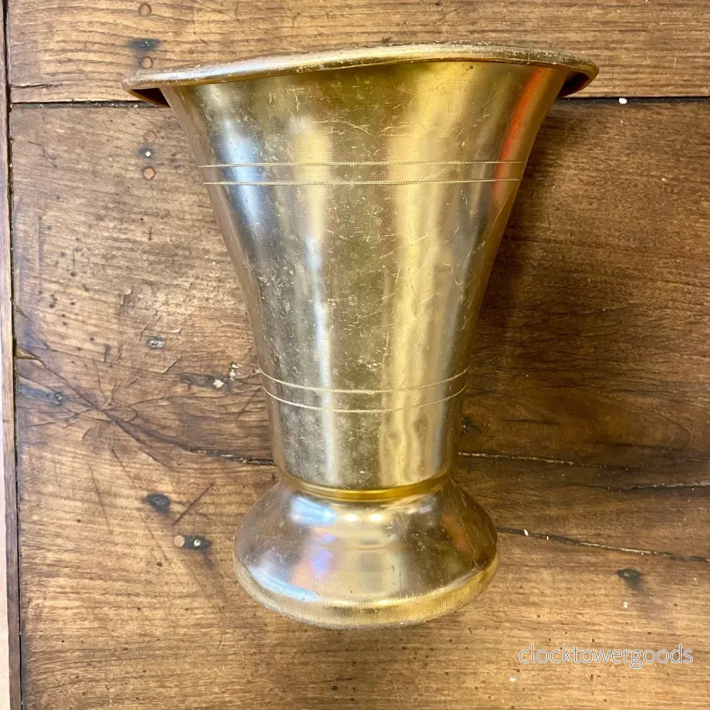 French Vintage Vase Fleuriste – Gold-Tone Metal – 27 cm