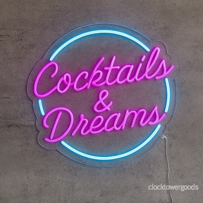 ”Cocktails & Dreams” Classic – Led neonskylt. ”Cocktails & Dreams” Classic – Led neonskylt.