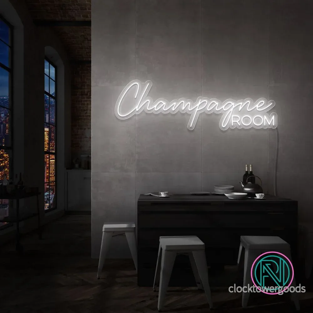 ”Champagne ROOM” Led neonskylt. Välj önskad färg. ”Champagne ROOM” Led neonskylt. Välj önskad färg.