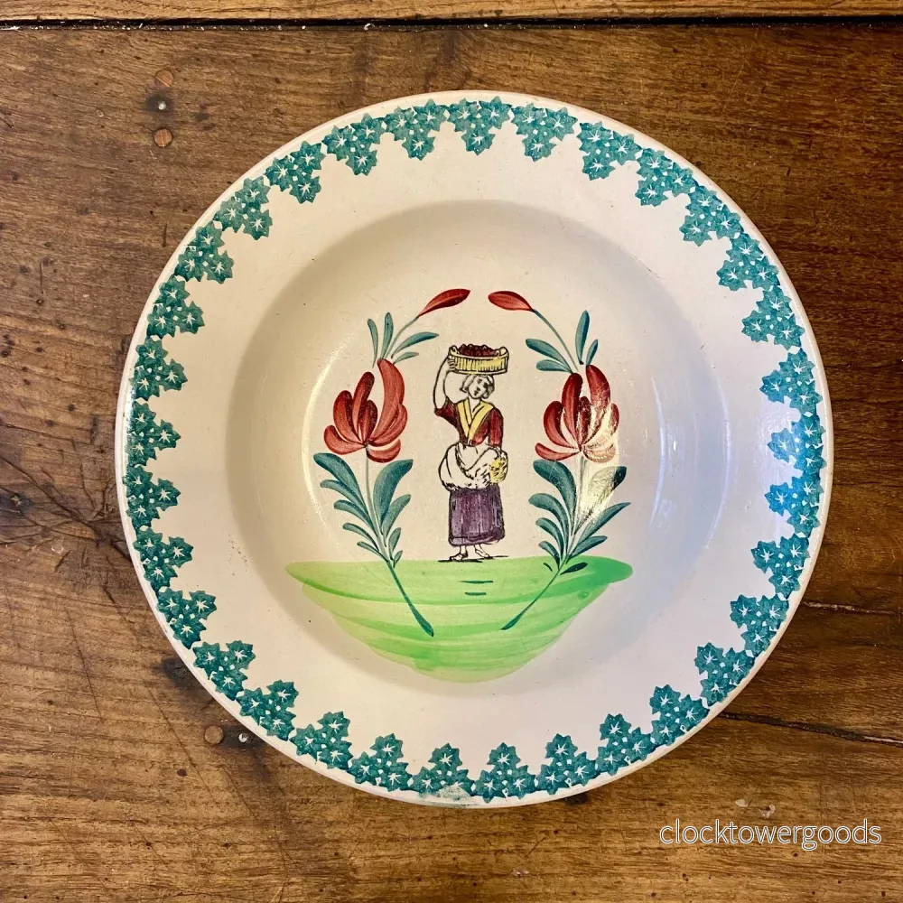 Vintage Serving Bowl – Woman & Floral Motif Vintage Serving Bowl – Woman & Floral Motif