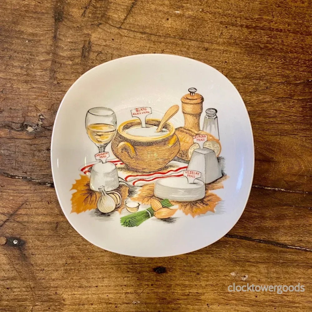 Vintage Berry Haute Porcelaine Dessert Plate – French Cheese Motif Vintage Berry Haute Porcelaine Dessert Plate – French Cheese Motif