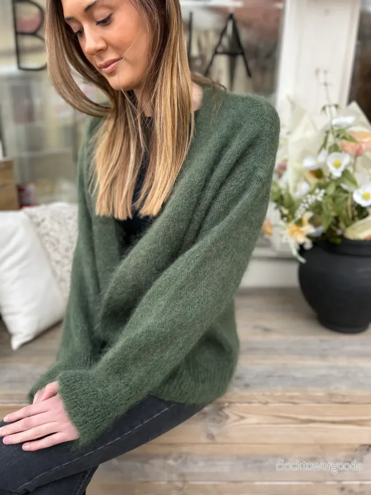 Mohair Kofta Kort, Kaki grön - Bild 2