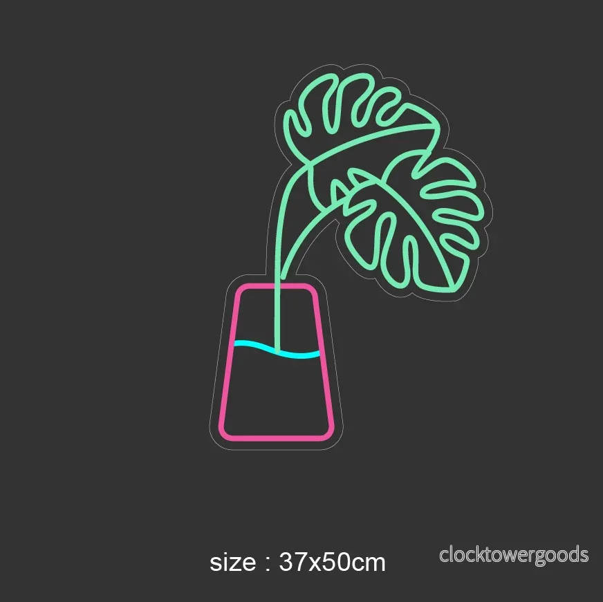 "Monstera i en vas" Led neonskylt - Bild 2