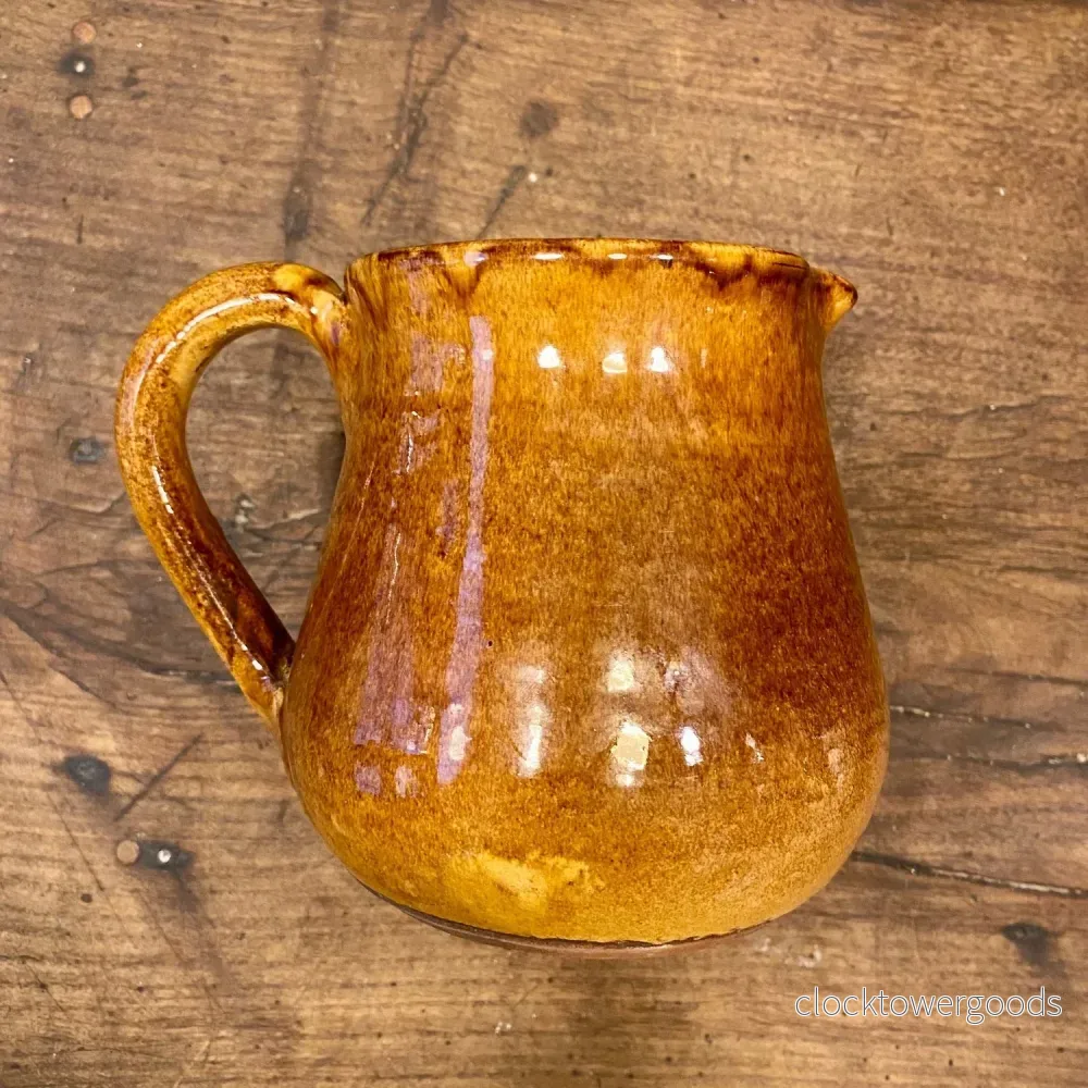 Vintage French Ochre Glazed Ceramic Pitcher Vintage French Ochre Glazed Ceramic Pitcher