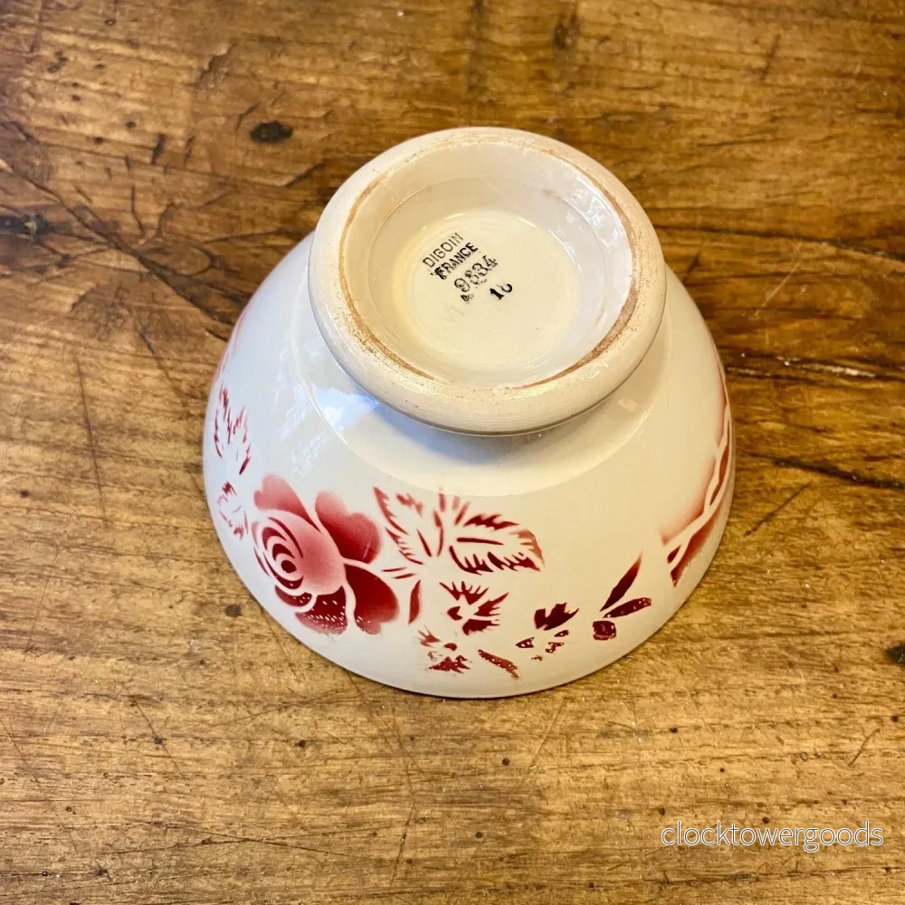 Vintage French Digoin Café au Lait Bowl – Red Rose