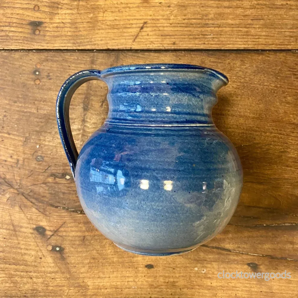 Vintage Blue Glazed Ceramic Pitcher Vintage Blue Glazed Ceramic Pitcher