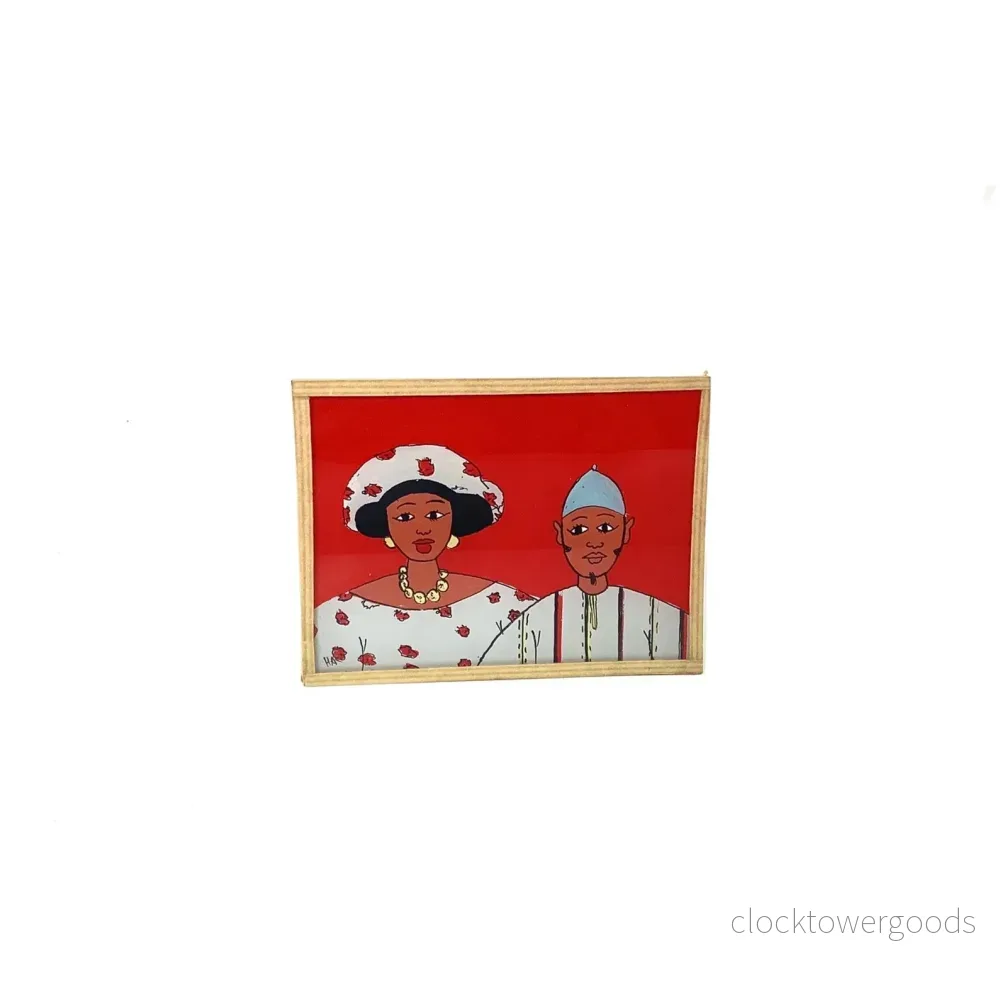 GLASTAVLA ”Par, Röd bakgrund” 15x11cm GLASTAVLA ”Par, Röd bakgrund” 15x11cm