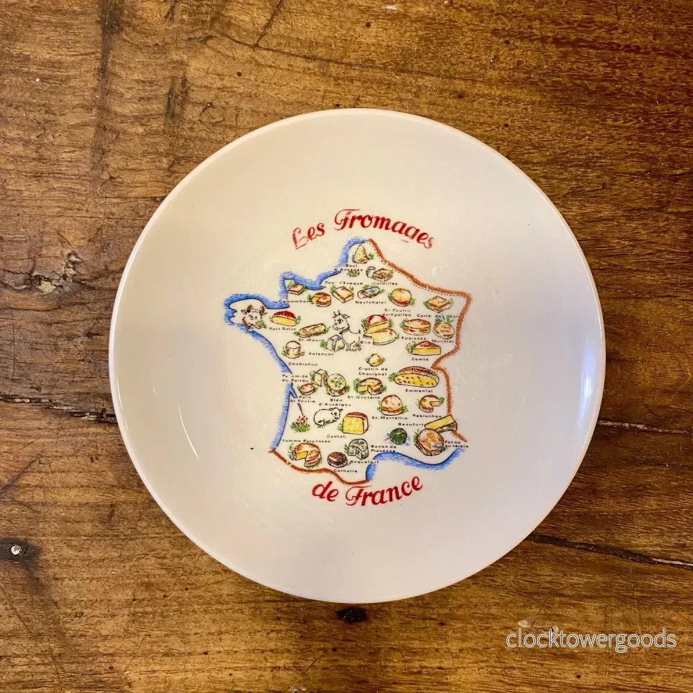 Vintage Euro Porcelaine Dessert Plate – French Cheese Map Vintage Euro Porcelaine Dessert Plate – French Cheese Map