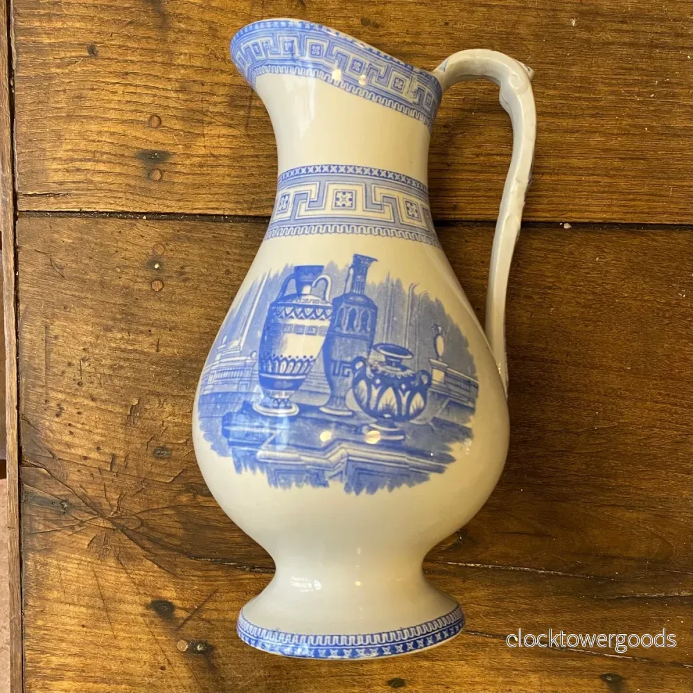 Antique Blue & White Etruscan Pitcher – 32 cm - Bild 2