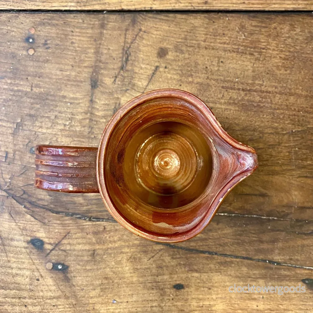 Vintage French Glazed Terracotta Pitcher – 17 cm - Bild 3