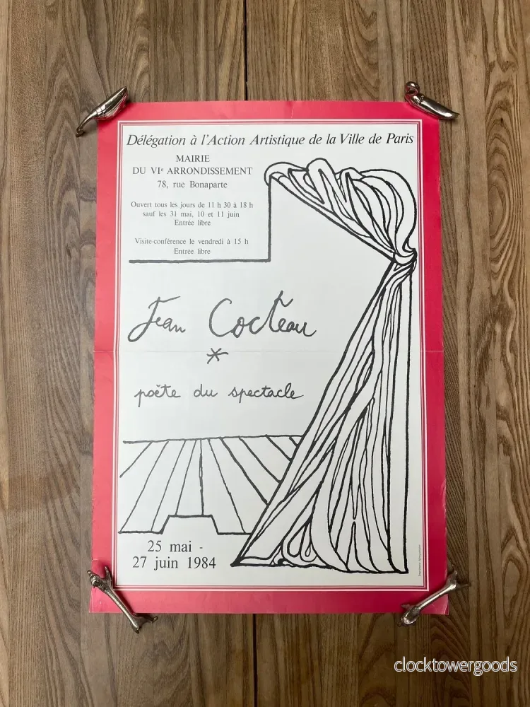 Vintage Jean Cocteau Exhibition Poster – Poète du Spectacle, Paris 1984 Vintage Jean Cocteau Exhibition Poster – Poète du Spectacle, Paris 1984