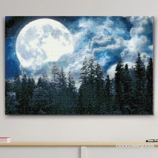 FULLMÅNE ÖVER SKOGEN - diamond painting - Bild 2