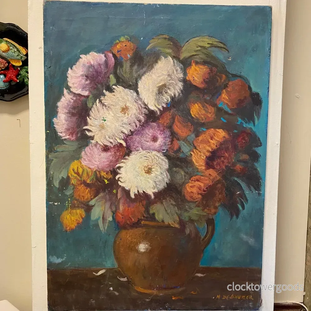 Vintage French Floral Still Life Painting 70 x 50cm Vintage French Floral Still Life Painting 70 x 50cm