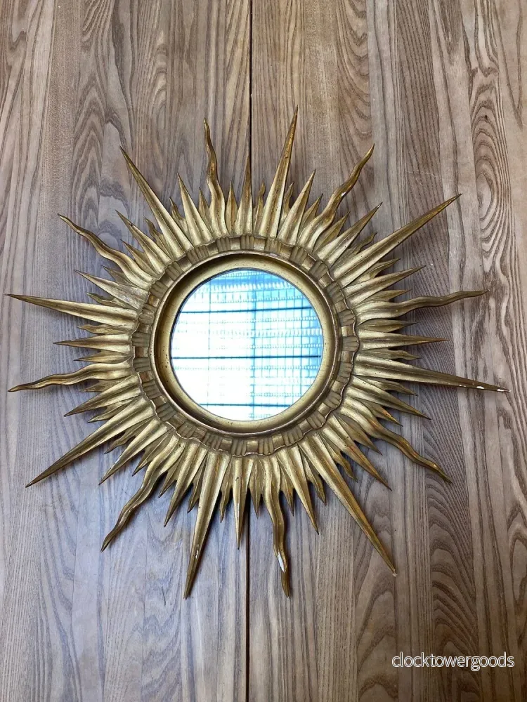 Vintage French Gilt Sunburst Mirror – 61 cm