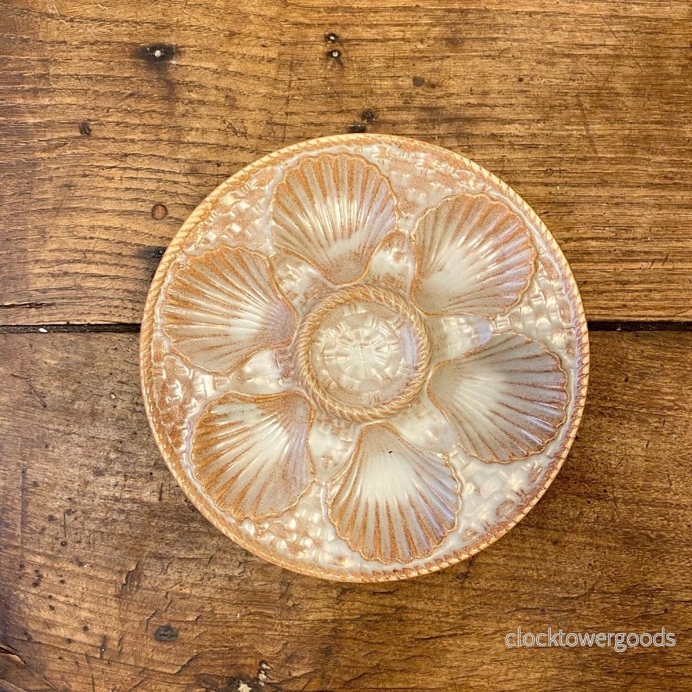 Vintage French Oyster Plate – Ivory & Terracotta Vintage French Oyster Plate – Ivory & Terracotta