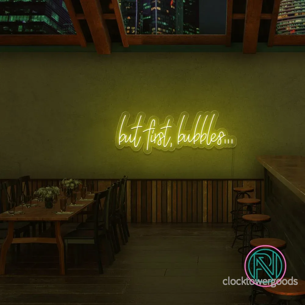 "but first bubbles" Led neonskylt. - Bild 2