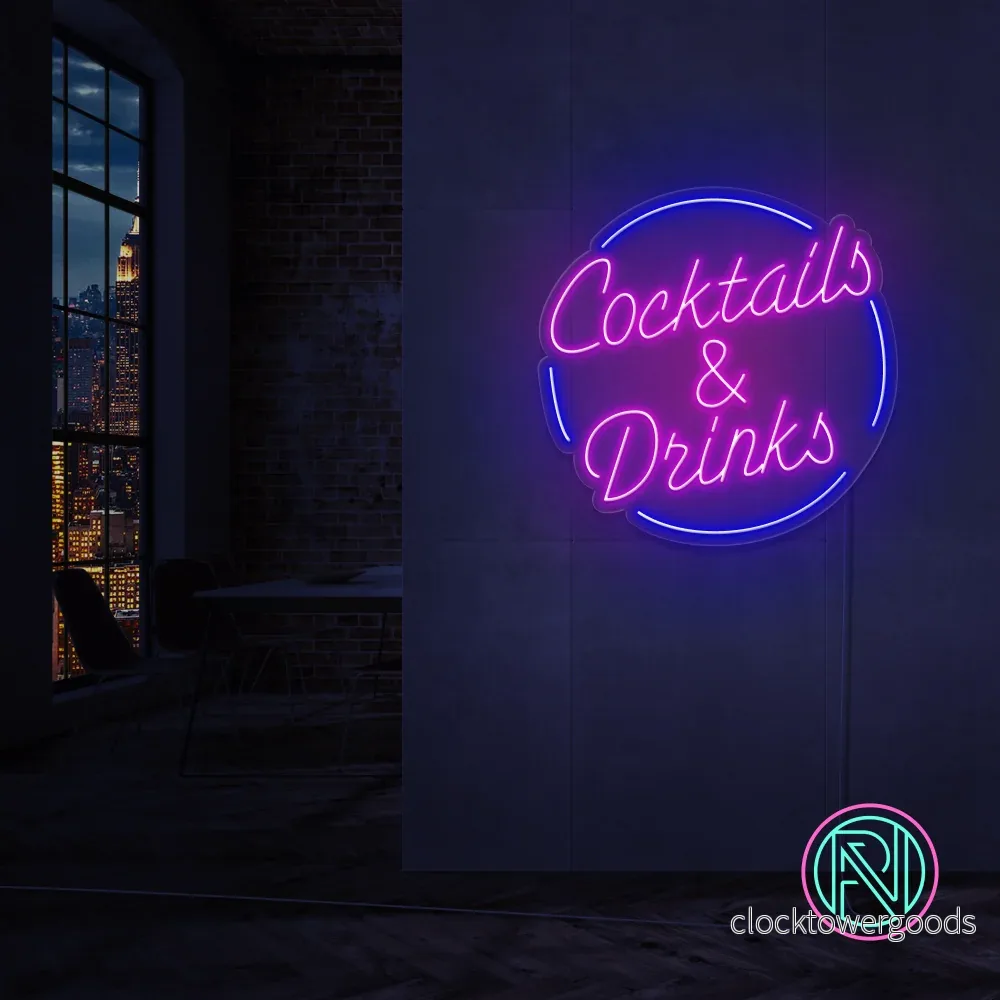 ”Cocktails & Drinks” Led neonskylt. ”Cocktails & Drinks” Led neonskylt.