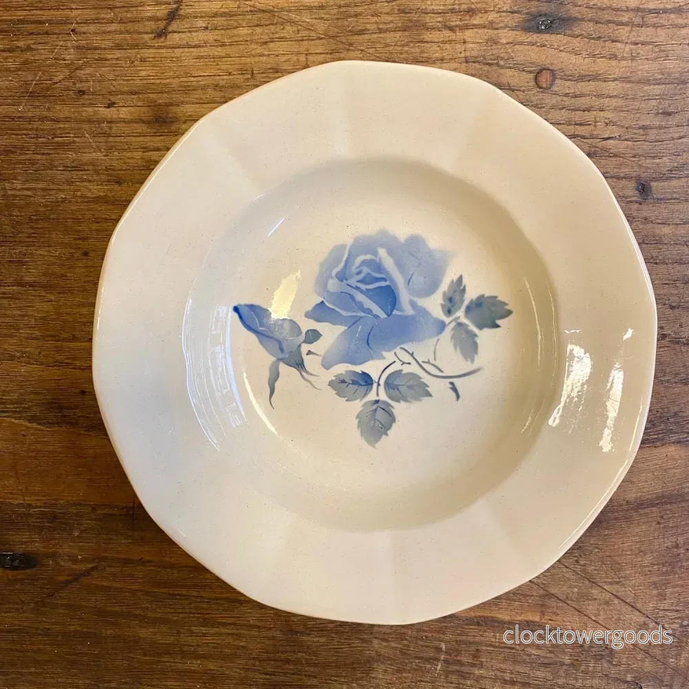 Vintage Digoin Sarreguemines Shallow Bowl – Blue Rose Vintage Digoin Sarreguemines Shallow Bowl – Blue Rose